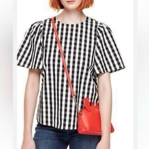 Kate Spade Black & White Gingham S/S Top, M